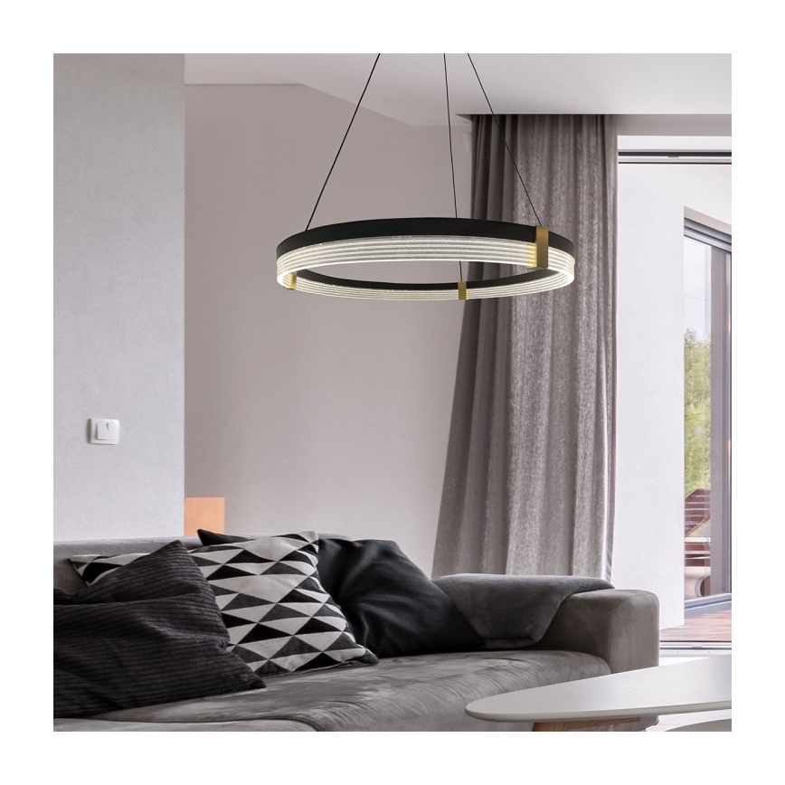 TRIANGLE LED cable-suspended pendant, 40W, 230V, 3000/4000/6000K, Ø 60 cm, black