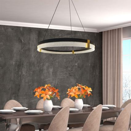 TRIANGLE LED cable-suspended pendant, 40W, 230V, 3000/4000/6000K, Ø 60 cm, black