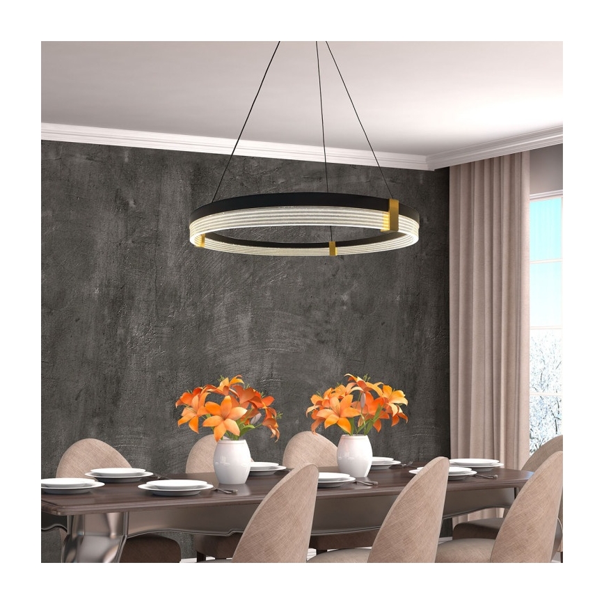 TRIANGLE LED cable-suspended pendant, 40W, 230V, 3000/4000/6000K, Ø 60 cm, black