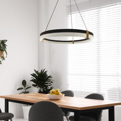 TRIANGLE LED cable-suspended pendant, 40W, 230V, 3000/4000/6000K, Ø 60 cm, black