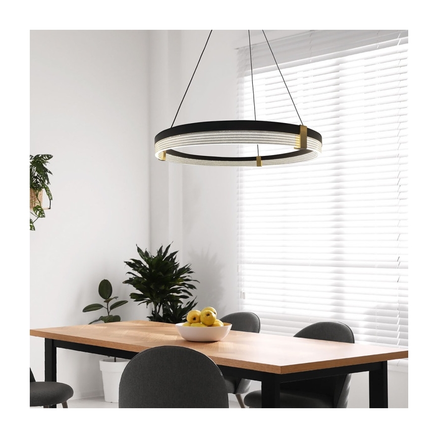 TRIANGLE LED cable-suspended pendant, 40W, 230V, 3000/4000/6000K, Ø 60 cm, black