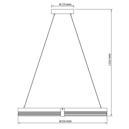 TRIANGLE LED cable-suspended pendant, 40W, 230V, 3000/4000/6000K, Ø 60 cm, black