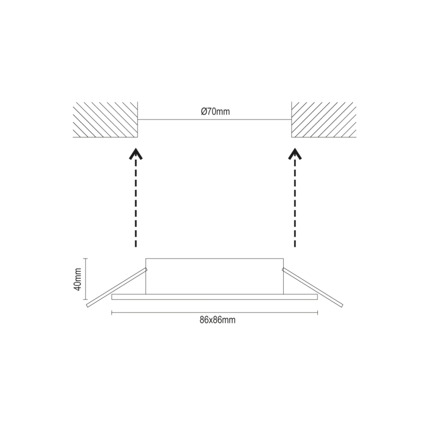 Trim for GU10 recessed downlight 8,6x8,6 cm black