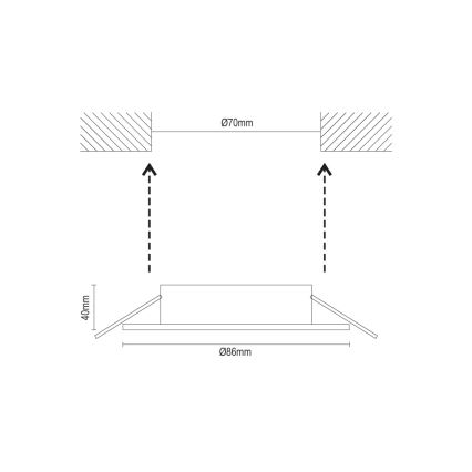 Trim for GU10 recessed downlight Ø 8.6 cm, black