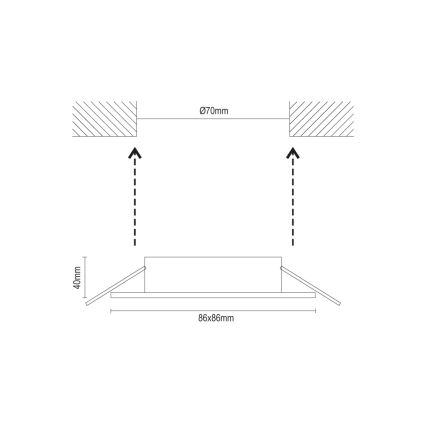Trim frame for GU10 recessed downlight, 8.6 x 8.6 cm, white