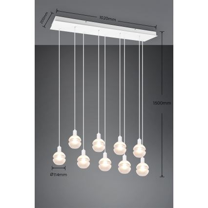 Trio - Cable-suspended chandelier MELA 9xE14/25W/230V white