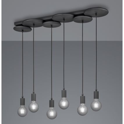 Trio - Chandelier on a string DISCUS 6xE27/28W/230V black