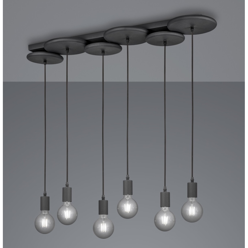 Trio - Chandelier on a string DISCUS 6xE27/28W/230V black