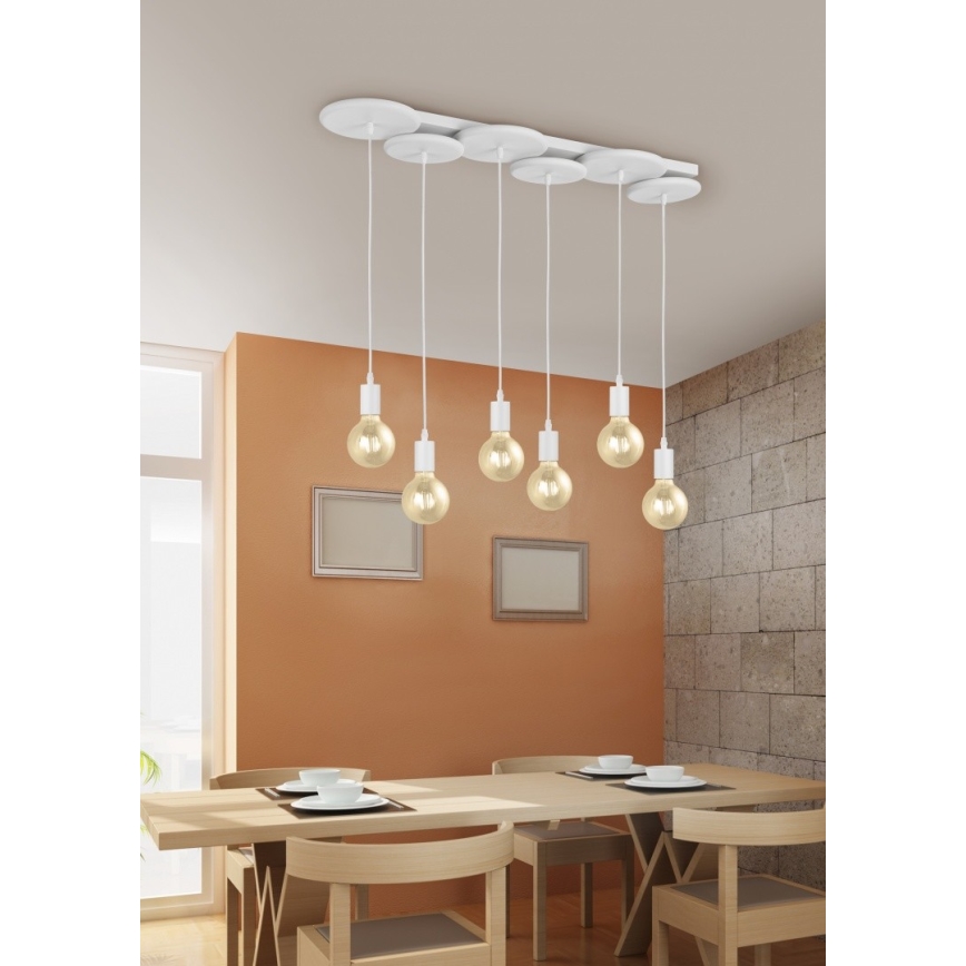 Trio - Chandelier on a string DISCUS 6xE27/28W/230V white