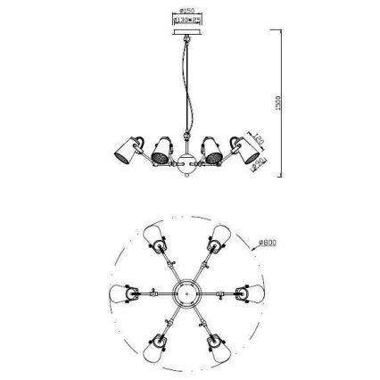 Trio - Chandelier on a string EDWARD 6xE14/40W/230V