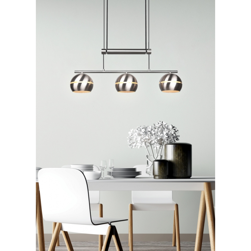 Trio - Chandelier on a string FLETCHER 3xE14/40W/230V matte chrome