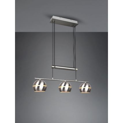 Trio - Chandelier on a string FLETCHER 3xE14/40W/230V matte chrome