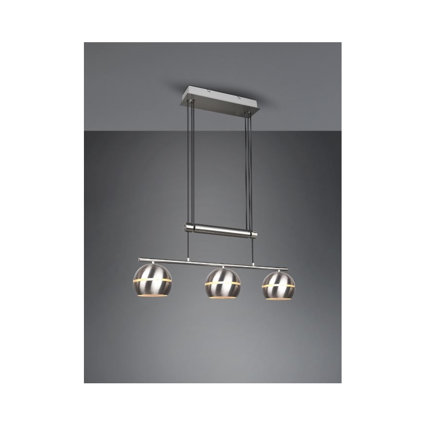 Trio - Chandelier on a string FLETCHER 3xE14/40W/230V matte chrome