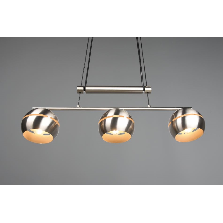 Trio - Chandelier on a string FLETCHER 3xE14/40W/230V matte chrome