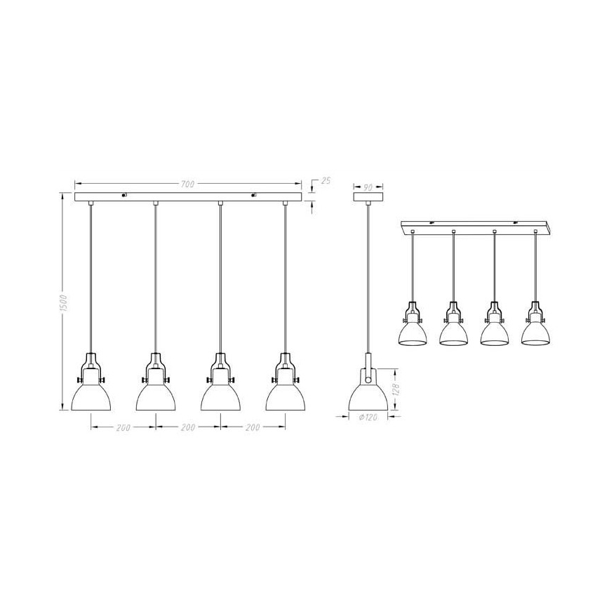 Trio - Chandelier on a string GINELLI 4xE14/28W/230V