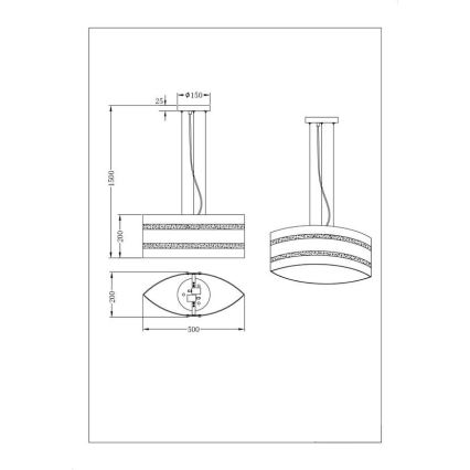 Trio - Chandelier on a string NIKOSIA 2xE27/40W/230V gold