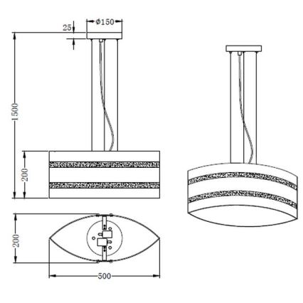 Trio - Chandelier on a string NIKOSIA 2xE27/40W/230V silver