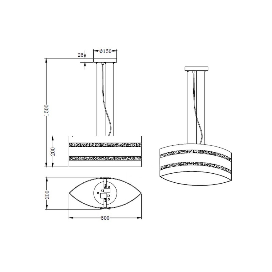 Trio - Chandelier on a string NIKOSIA 2xE27/40W/230V silver
