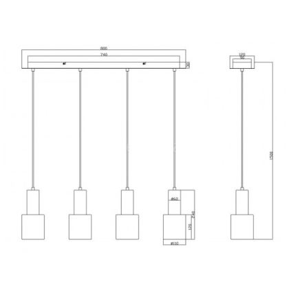 Trio - Chandelier on a string WAILER 4xGU10/5W/230V grey