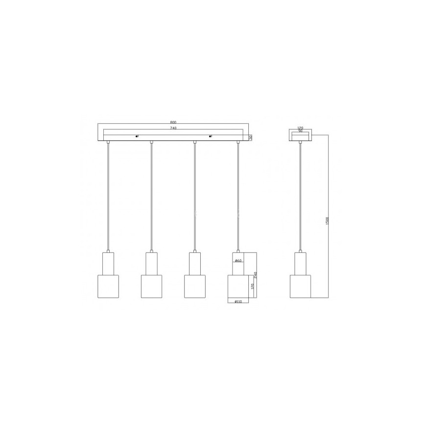 Trio - Chandelier on a string WAILER 4xGU10/5W/230V grey