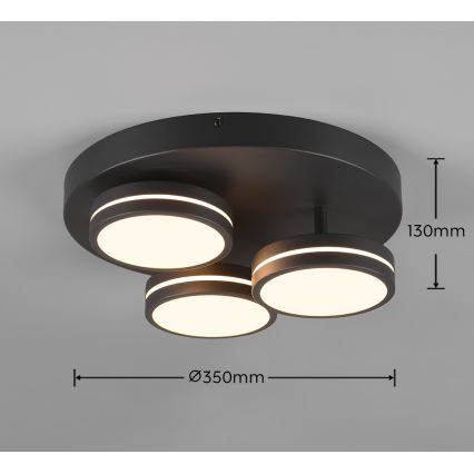 Trio - FRANKLIN Dimmable LED Ceiling Light 3x LED/8.5W/230V 3000K Ø35 cm Black