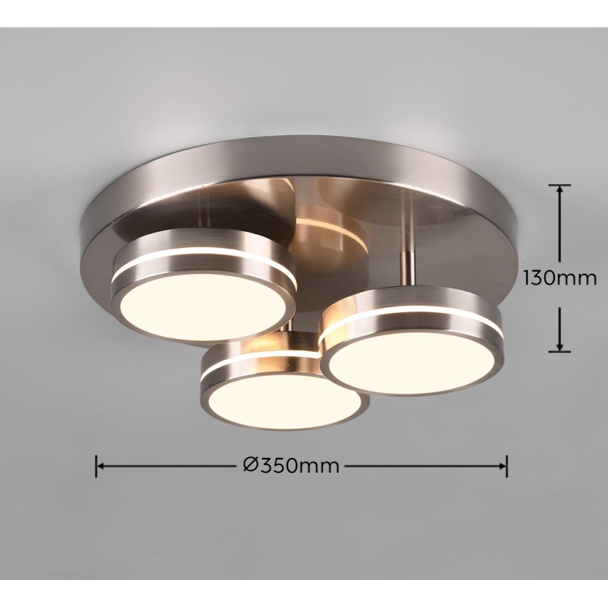 Trio - Dimmable LED ceiling light FRANKLIN 3xLED/8,5W/230V 3000K dia. 35 cm matte chrome