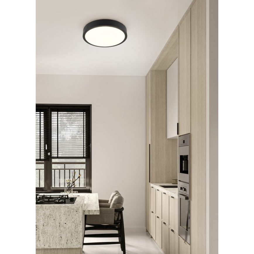 Trio - ISEO Dimmable LED Ceiling Light, 24W/230V, 3000K, Ø 40 cm, Black