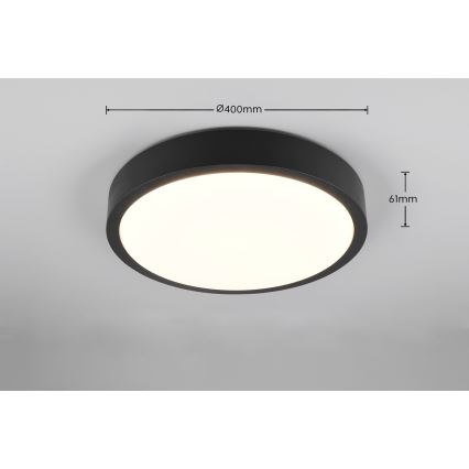 Trio - ISEO Dimmable LED Ceiling Light, 24W/230V, 3000K, Ø 40 cm, Black