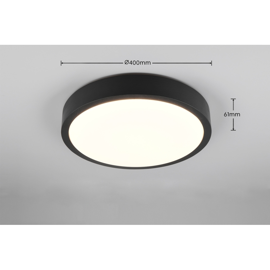 Trio - ISEO Dimmable LED Ceiling Light, 24W/230V, 3000K, Ø 40 cm, Black