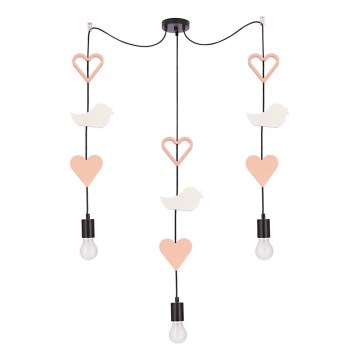 TRIO Kids' Pendant Light on Cable 3xE27/20W/230V Pink/White