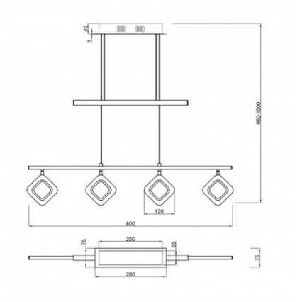 Trio - LED Chandelier on a string PARADOX 4xLED/4,3W/230V