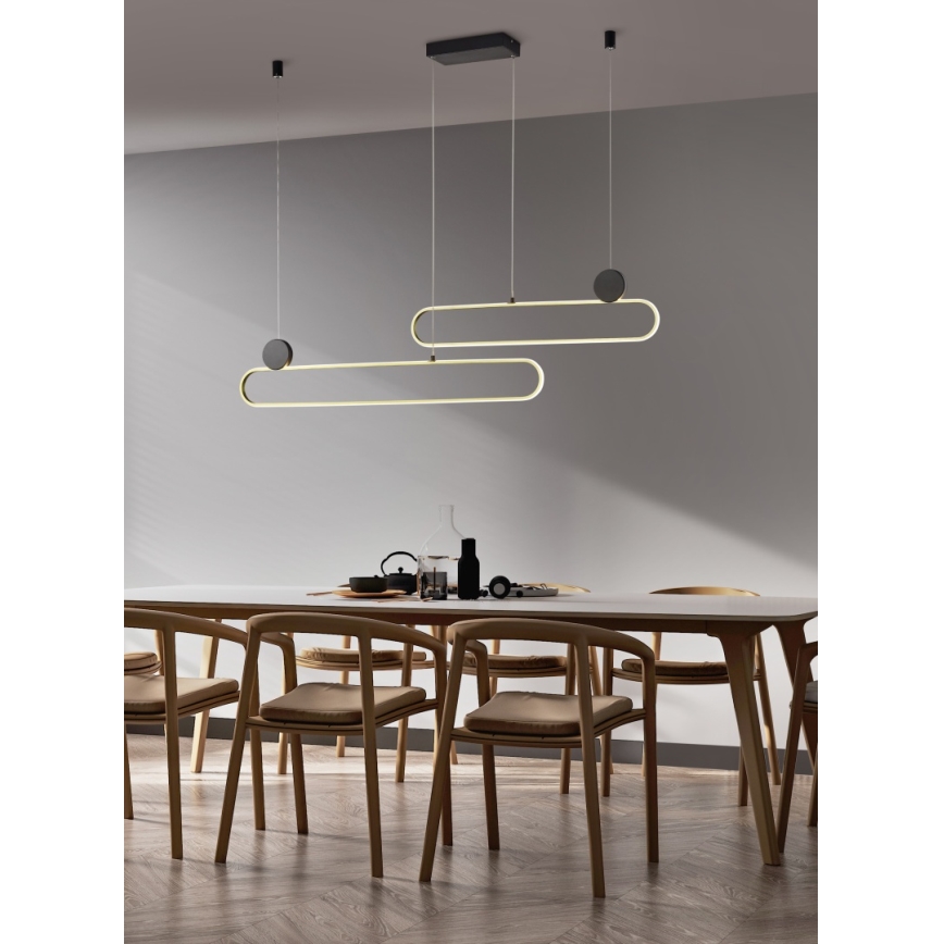 Trio - GRANT LED Dimmable Cable Pendant Lamp, 54W/230V, 2300/3000/4000K, Black/Gold