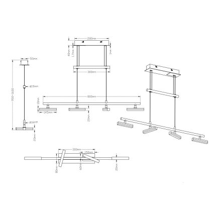 Trio - LED Dimmable chandelier on a string OPIUM 4xLED/4,5W/230V