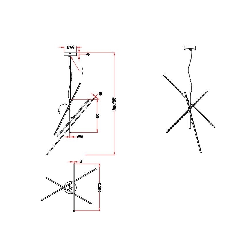 Trio - LED Dimmable chandelier on a string TIRIAC 3xLED/8,5W/230V