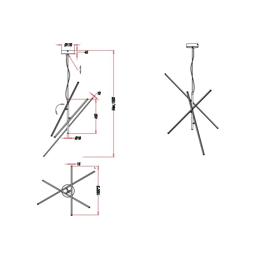 Trio - LED Dimmable chandelier on a string TIRIAC 3xLED/8,5W/230V white