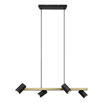 Trio - MARLEY cable-hung pendant 4xGU10/35W/230V black/gold