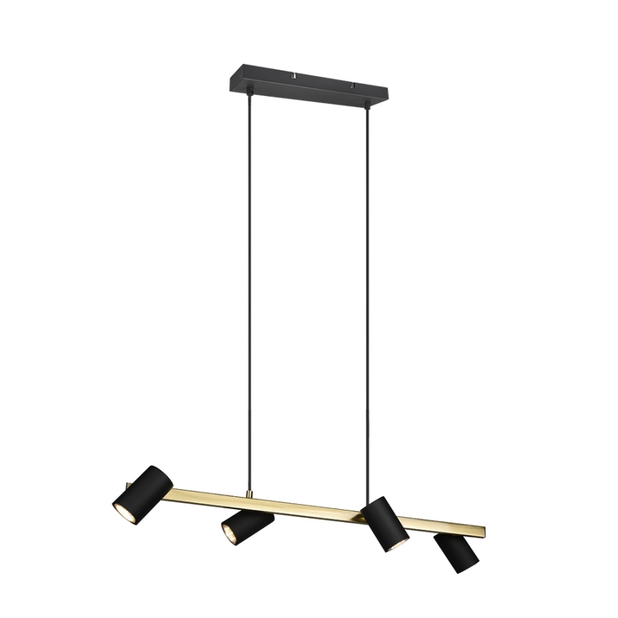 Trio - MARLEY cable-hung pendant 4xGU10/35W/230V black/gold