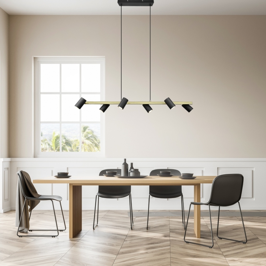 Trio - MARLEY cable pendant light 6xGU10/35W/230V black/gold