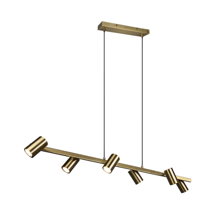 Trio - MARLEY cable-suspended pendant lamp 6xGU10/35W/230V brass