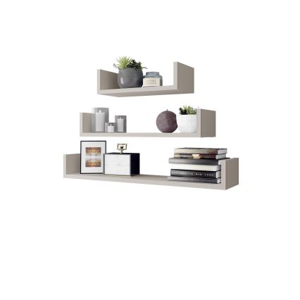 TRIO Set of 3 Wall-Mounted Shelves 11x40/60/80 cm, Cashmere