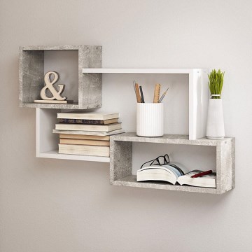 TRIO Wall-Mounted Shelf 87 x 54 x 18 cm, Grey/White