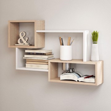 TRIO wall-mounted shelf 87 x 54 x 18 cm Sonoma oak/white