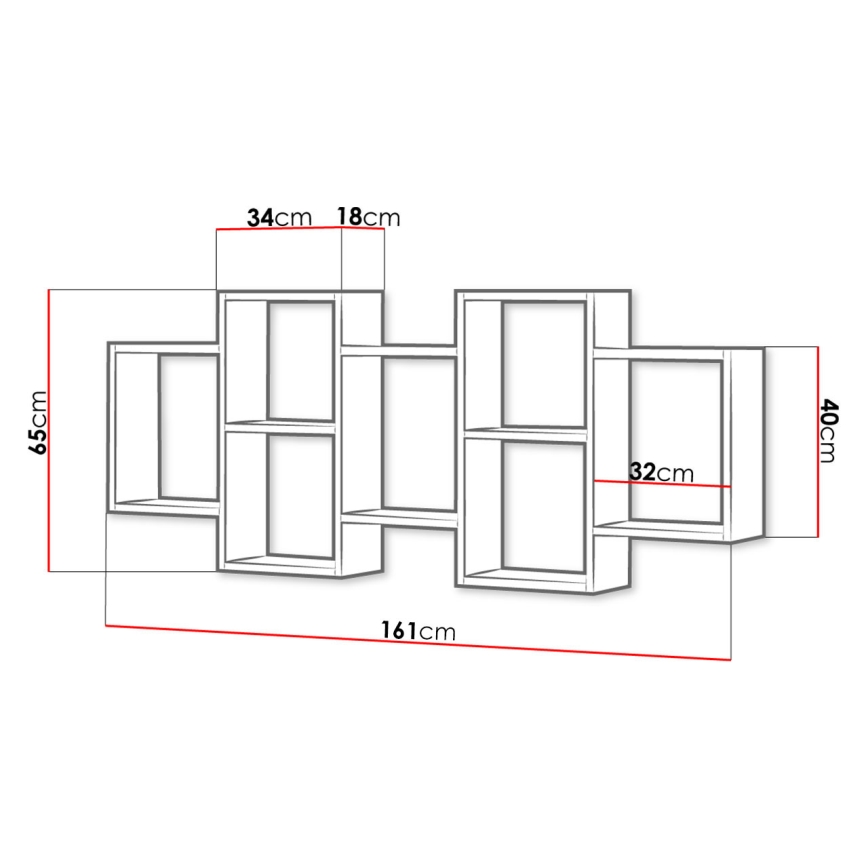 TRIO Wall Shelf 161 x 65 cm, Black