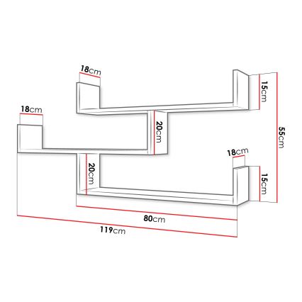 TRIO Wall Shelf 55x119 cm in Cashmere