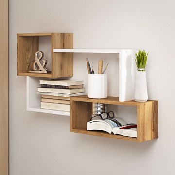 TRIO Wall Shelf 87 x 54 x 18 cm, Wotan Oak/White