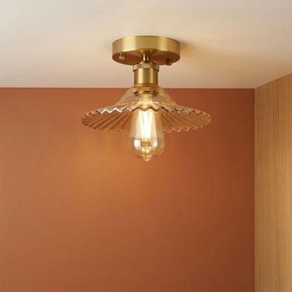 TRISH Flush-Mount Chandelier 1x E27/15W/230V, Gold/Smoked Beige