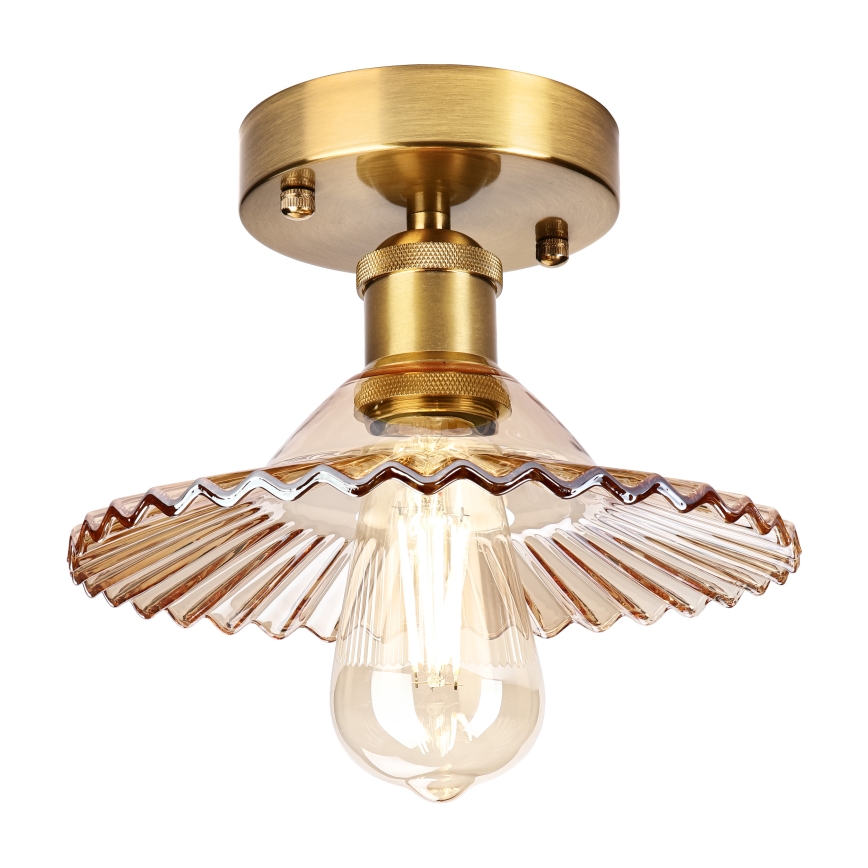 TRISH Flush-Mount Chandelier 1x E27/15W/230V, Gold/Smoked Beige