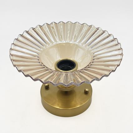 TRISH Flush-Mount Chandelier 1x E27/15W/230V, Gold/Smoked Beige