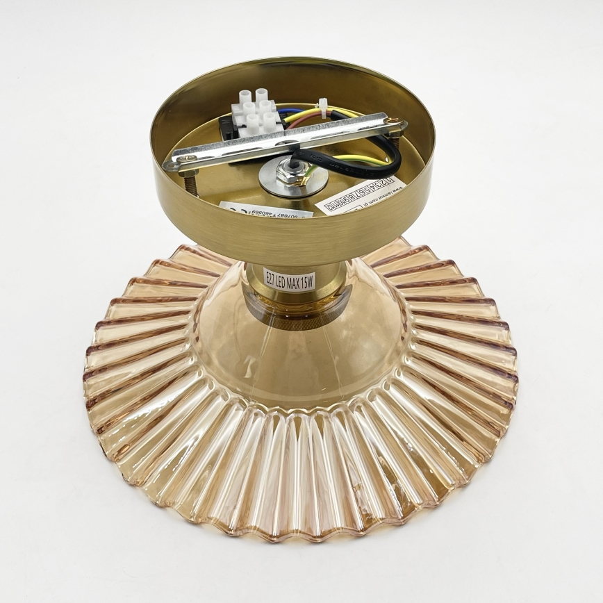 TRISH Flush-Mount Chandelier 1x E27/15W/230V, Gold/Smoked Beige