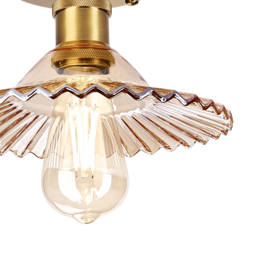 TRISH Flush-Mount Chandelier 1x E27/15W/230V, Gold/Smoked Beige